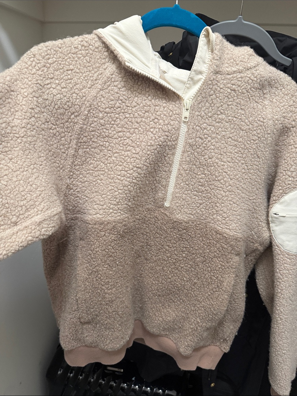 Outdoor Voices Cream and Tan Sherpa Pullover